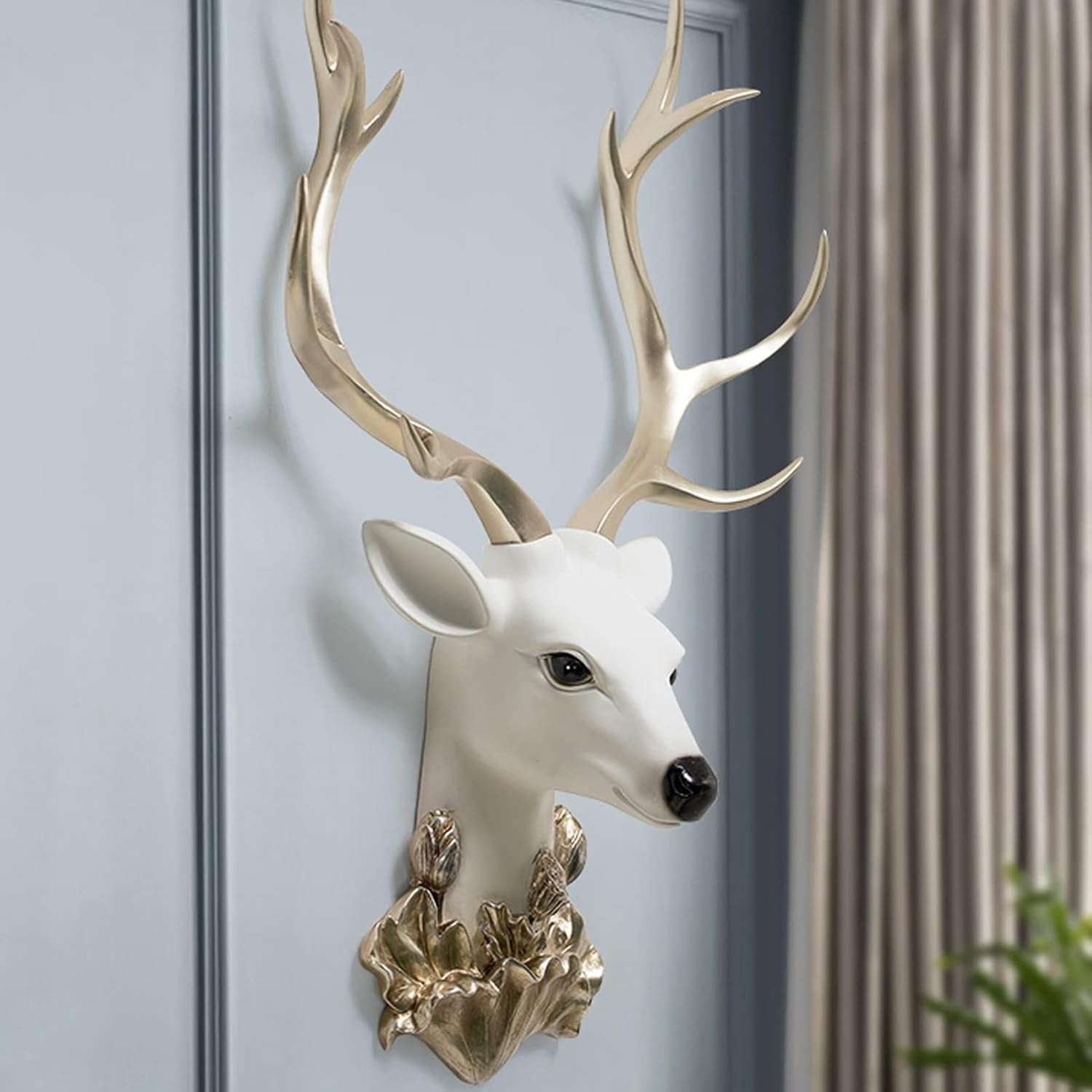 Faux Deer Head Wall Decor 48x36cm Resin Stag