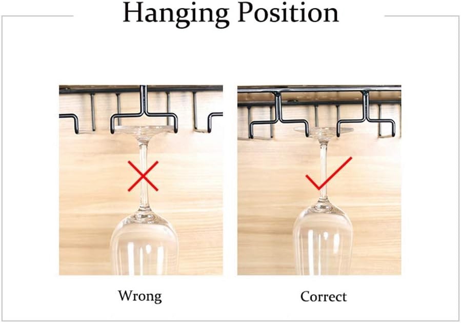 Under Cabinet Wine Glass Rack Hanging Holder 2 Pack 3 Slot Metal Stemware