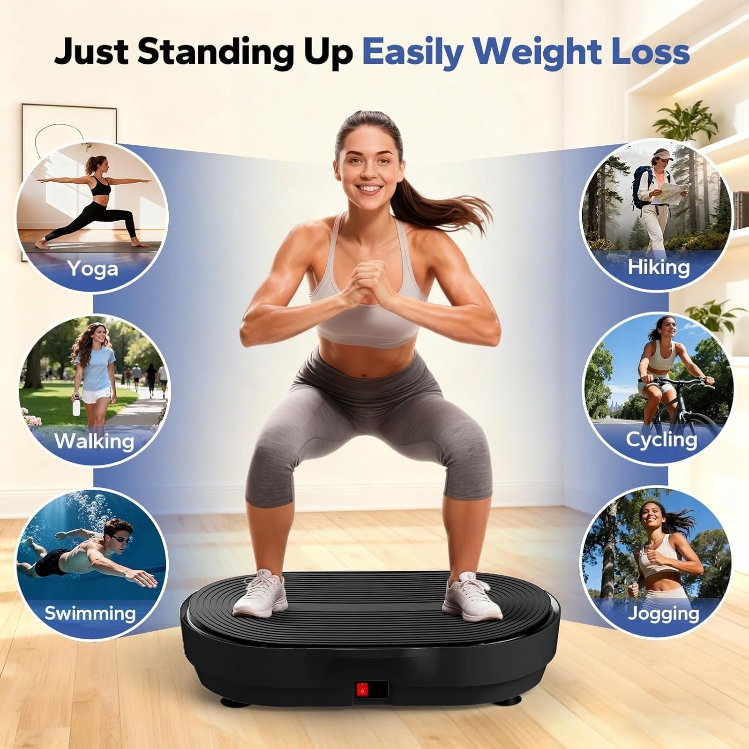 Vibration Plate Exercise Machine 99 Speeds 9 Programs 660LB Lymphatic