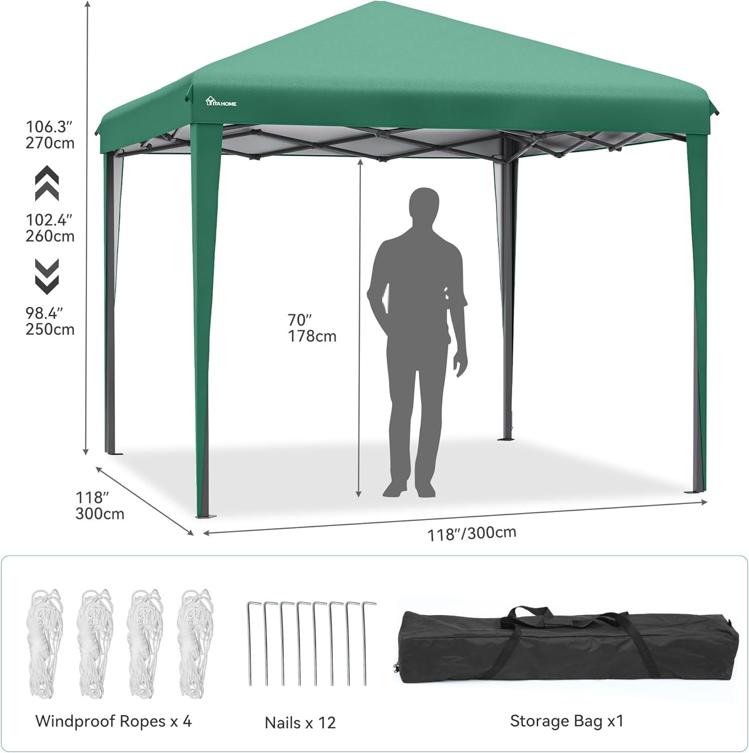 3x3M Heavy Duty Pop Up Gazebo Folding Outdoor Party Tent Green