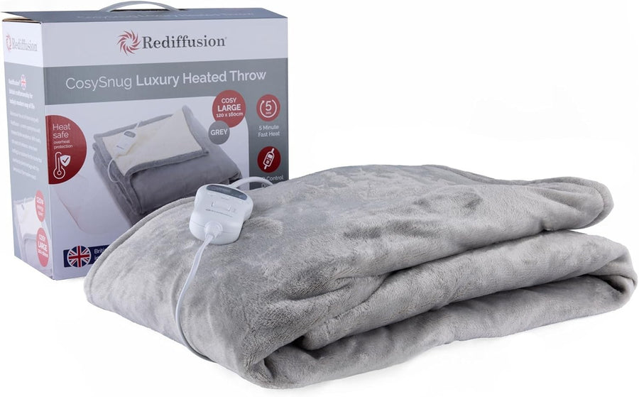 Electric Heated Throw Blanket Soft Teddy Fleece Energy Saving Washable 160x120cm