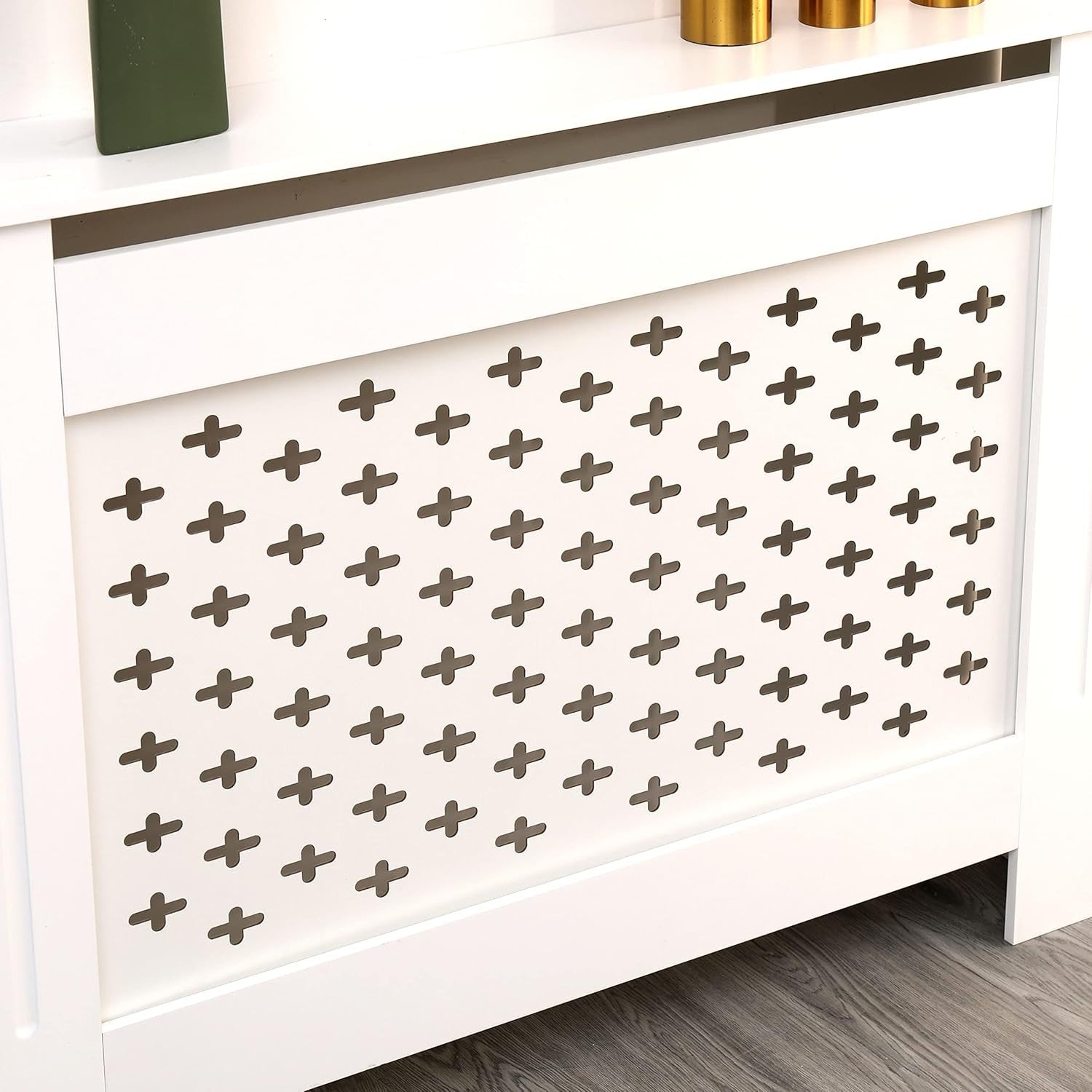 Medium White Radiator Cover MDF Satin Finish Decorative Cabinet