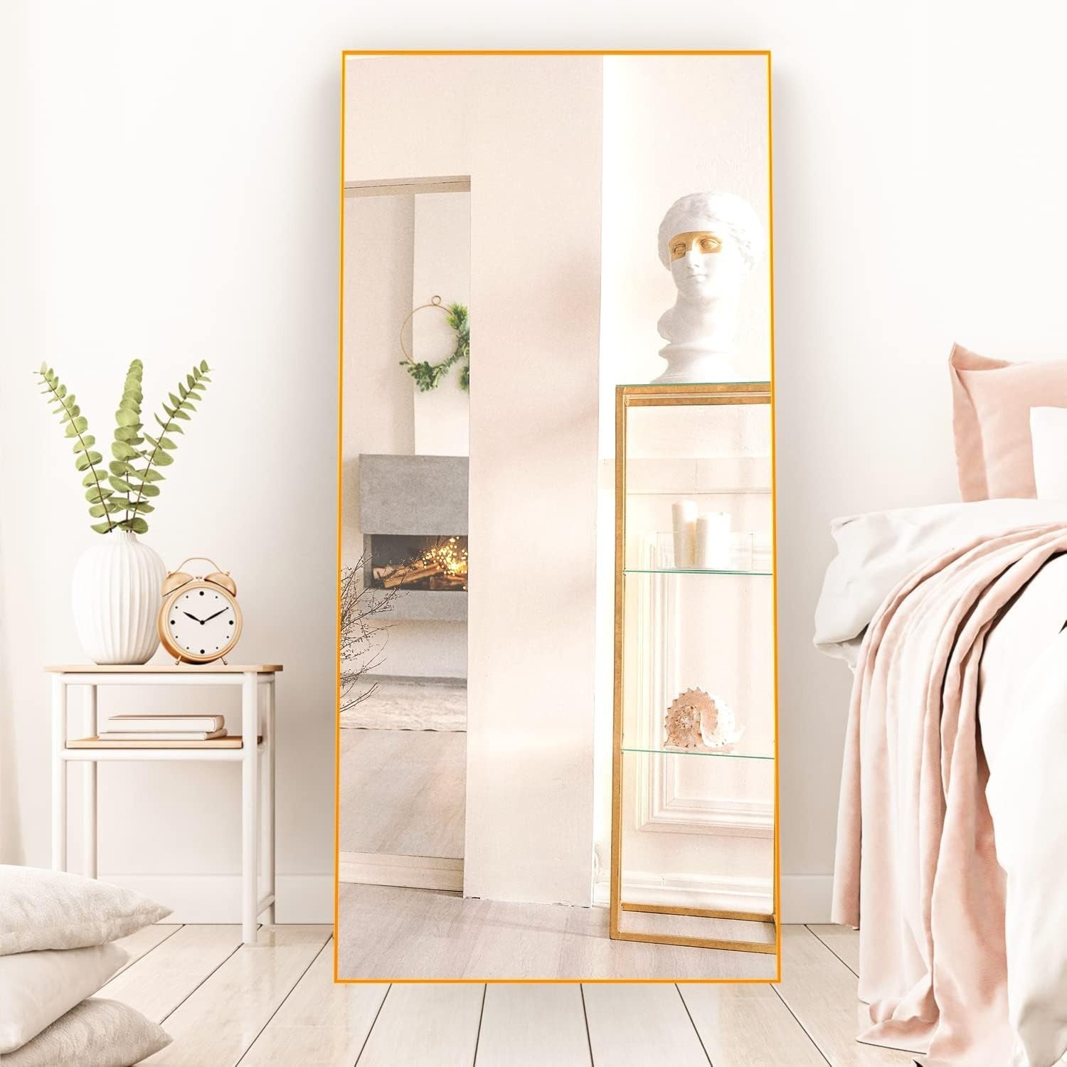 Full Length Floor Mirror 165x60cm Gold Frame, Lean or Hang, Crystal Clear
