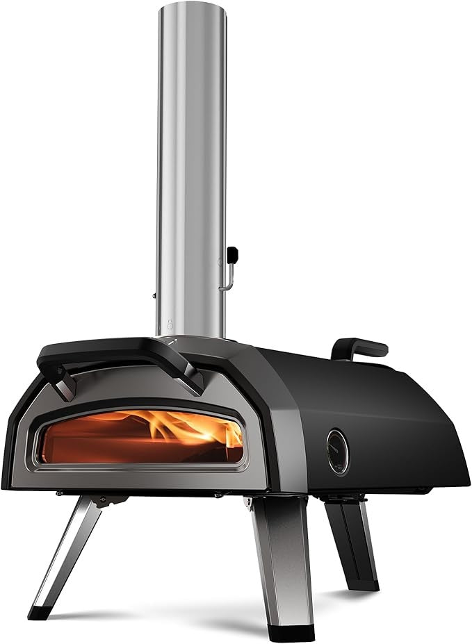 12" Dual Fuel Outdoor Pizza Oven Wood & Gas with Stone & Thermometer