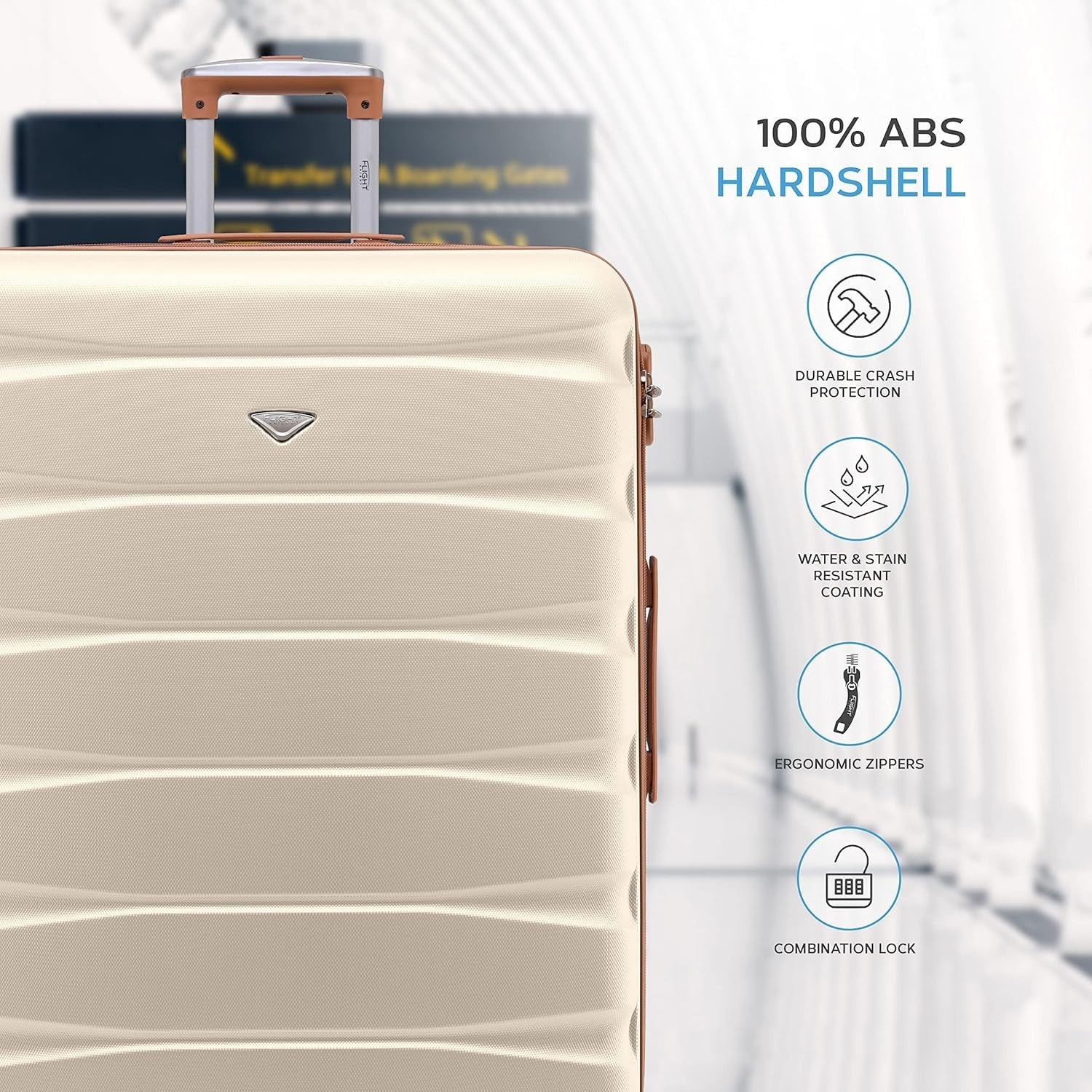 25” Medium Checked Suitcase ABS Hard Shell Spinner Wheels Lock