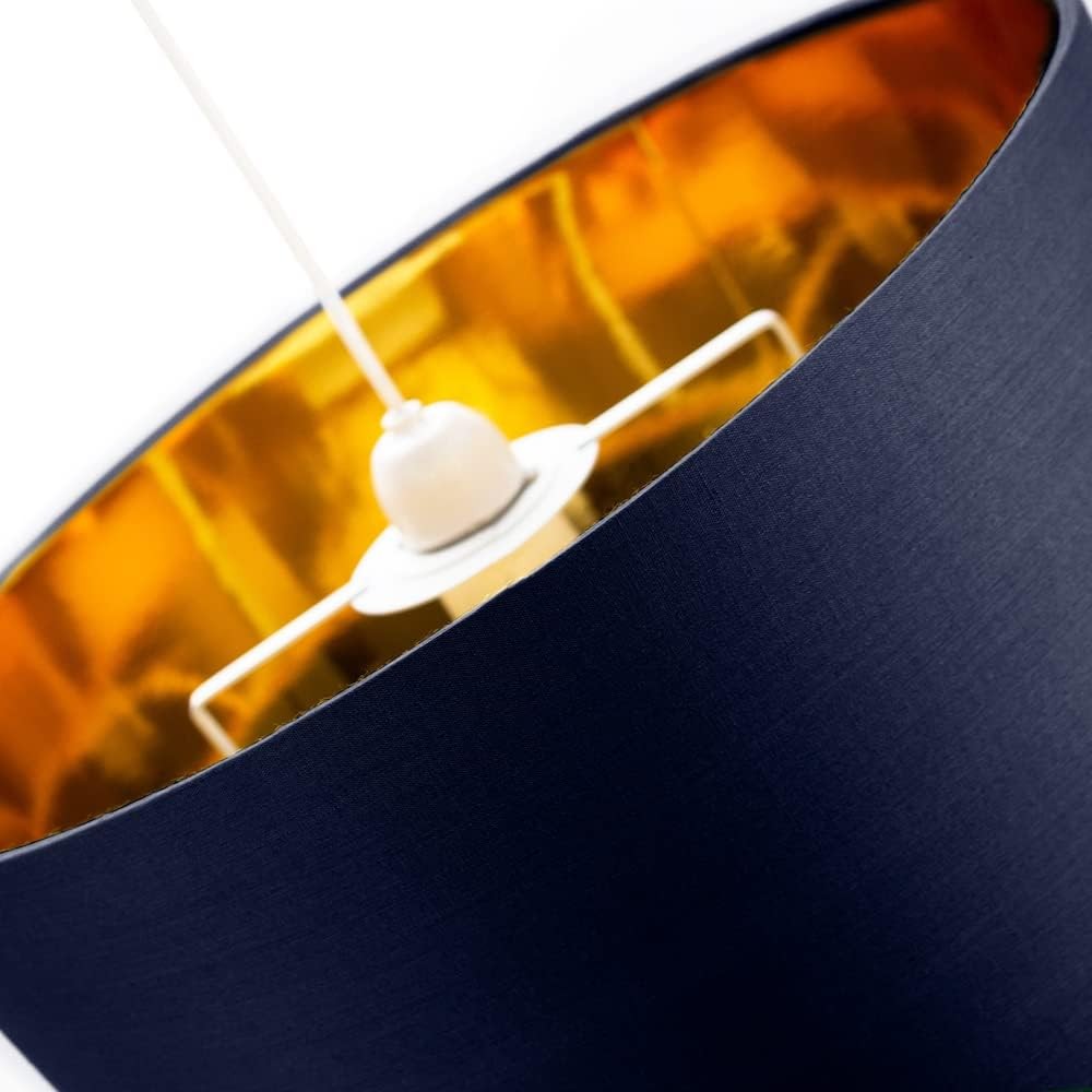 Midnight Blue Drum Lamp Shade 14” Copper Inner Modern Table Floor Light