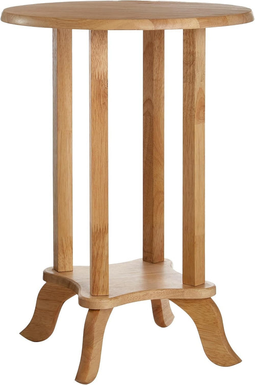 Round Wooden Side Table with Storage for Living Room, Bedroom, Sofa