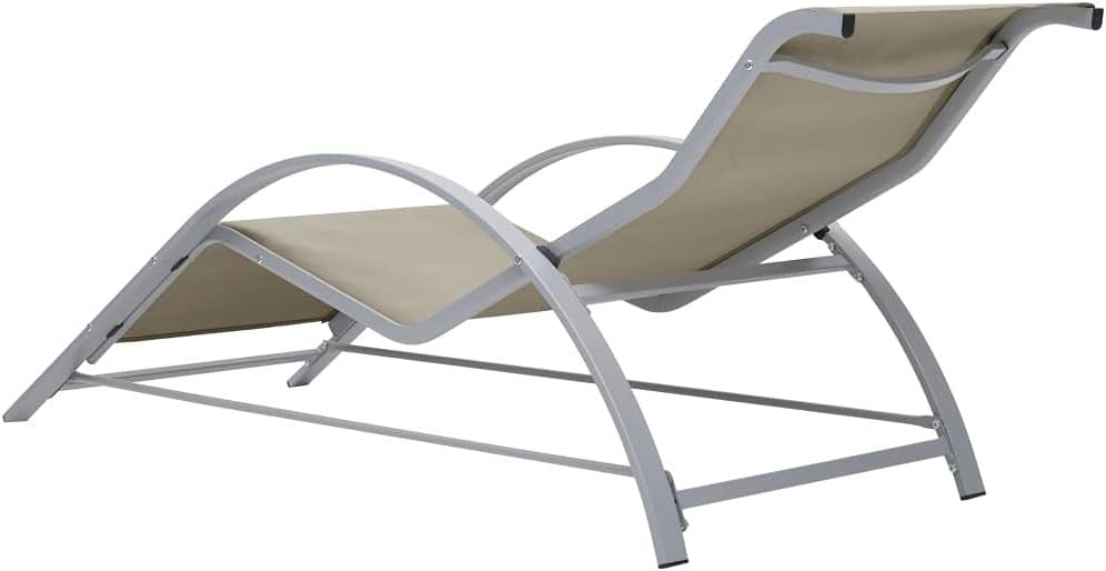 2x Outdoor Aluminium Sun Loungers with Table Patio Garden Chairs Set