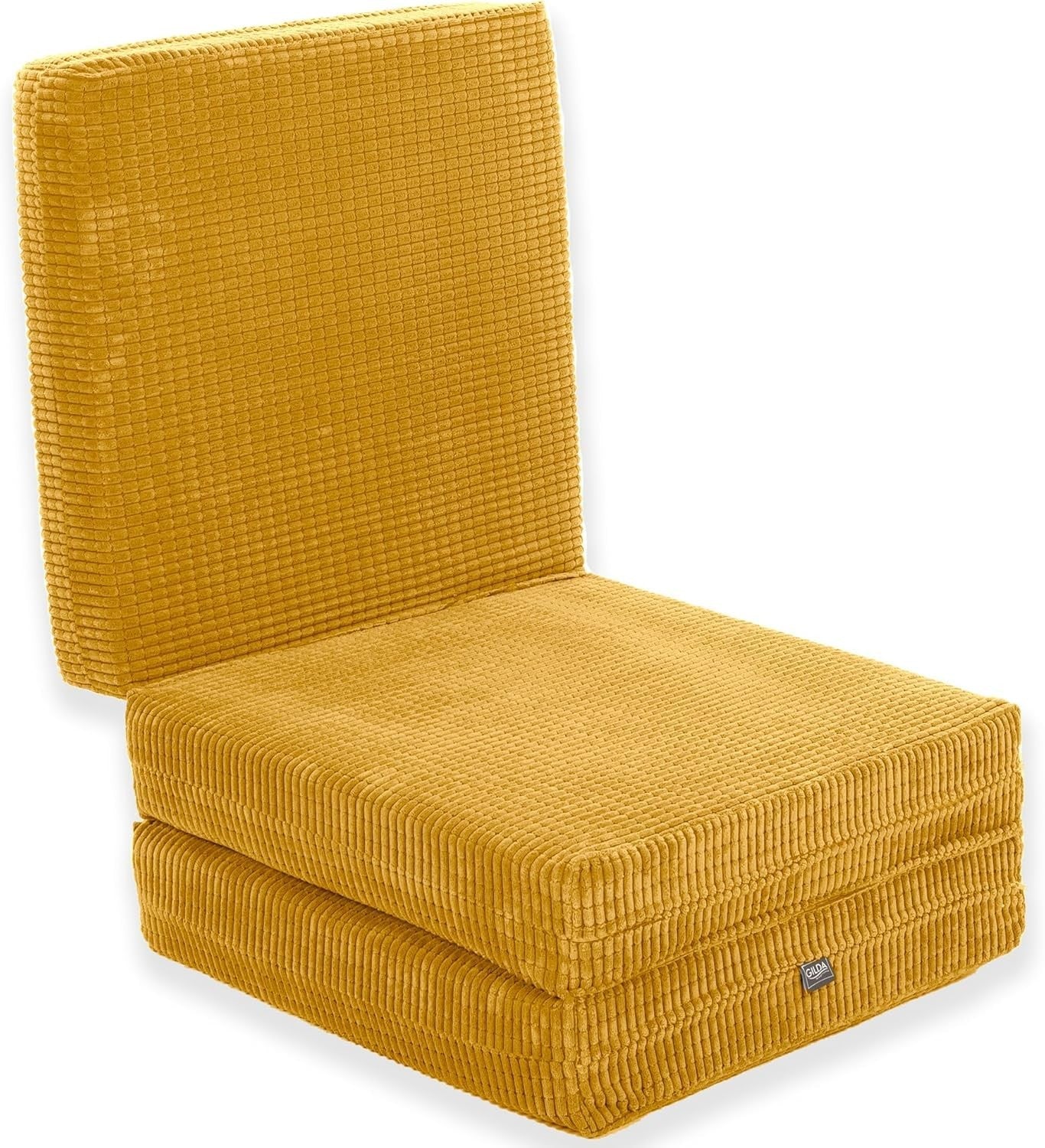 Z Bed Chair Futon Mattress Mustard Fold Out Single Sofa Bed Footstool Seat
