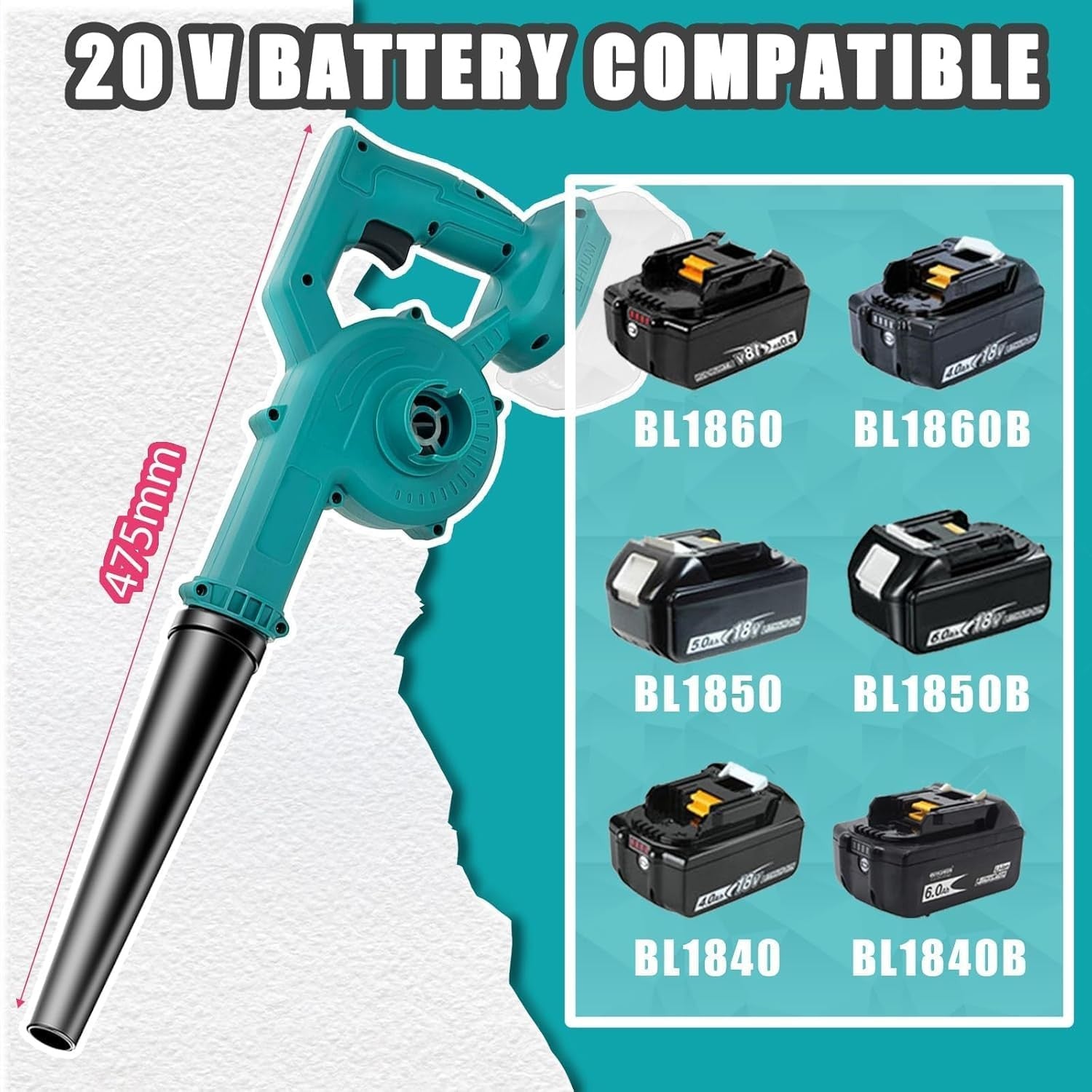 Cordless Leaf Blower Vacuum 18V Dual Battery Handheld Garden Patio Cleaner