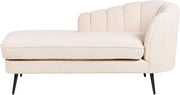 Modern Beige Boucle Right-Hand Chaise Lounge with Black Metal Legs & Soft Uphols