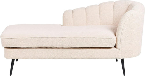 Modern Beige Boucle Right-Hand Chaise Lounge with Black Metal Legs & Soft Uphols