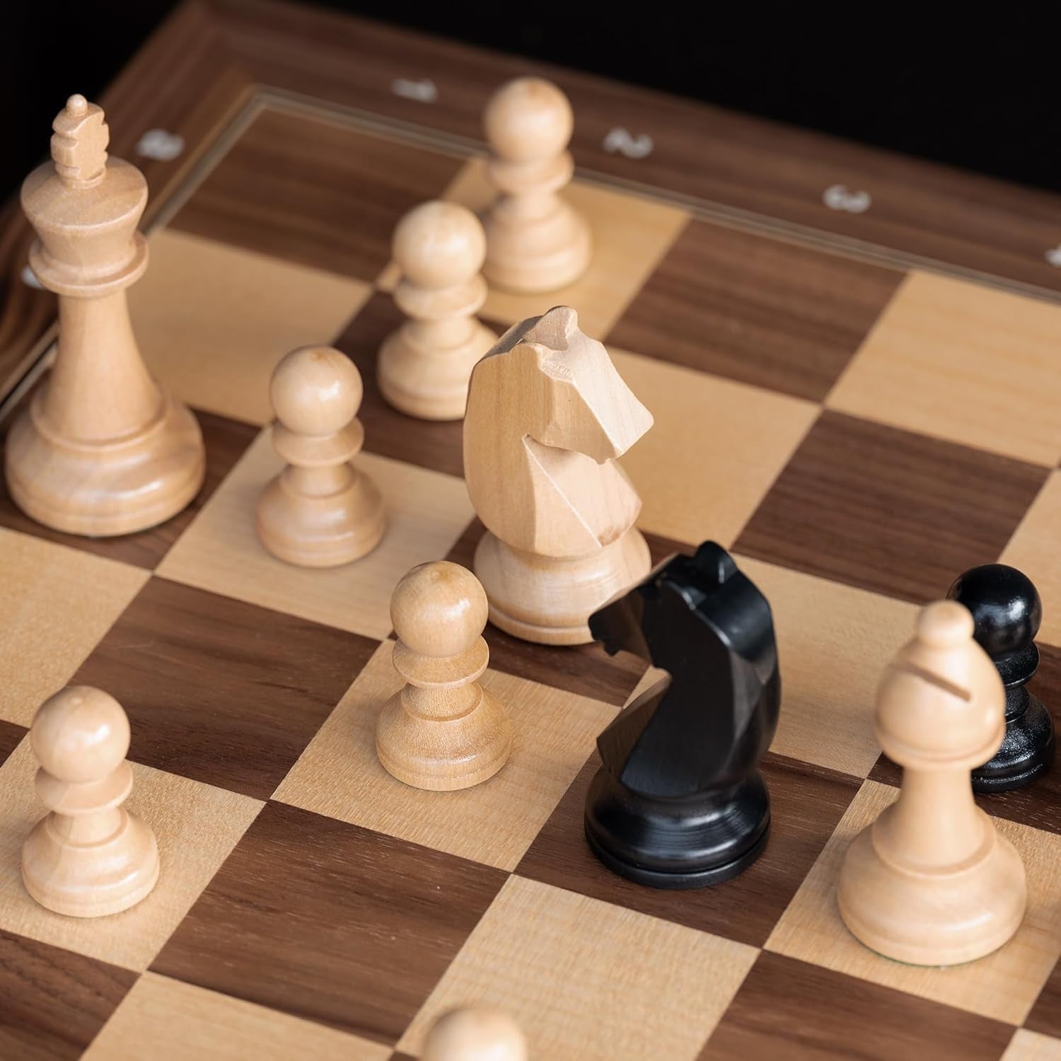 Triple Weighted Wooden Chess Pieces Set 3.75" King w/ Bags & Extra Queens