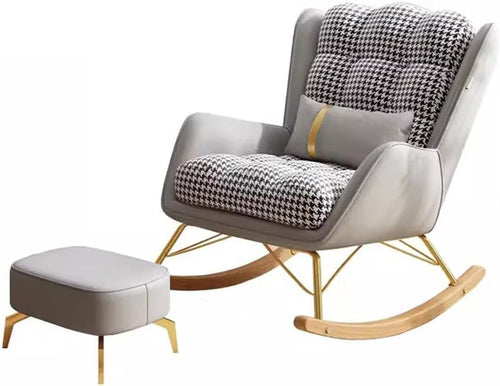 Rocking Chair & Ottoman Set Recliner with Lumbar Support for Living Room