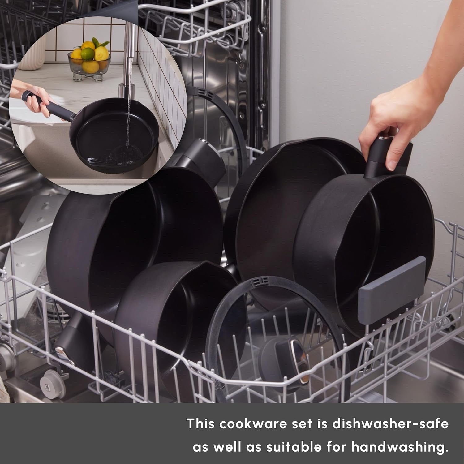 6Pcs Black Ceramic Non-Stick Cookware Set, PFAS-Free, Induction Safe