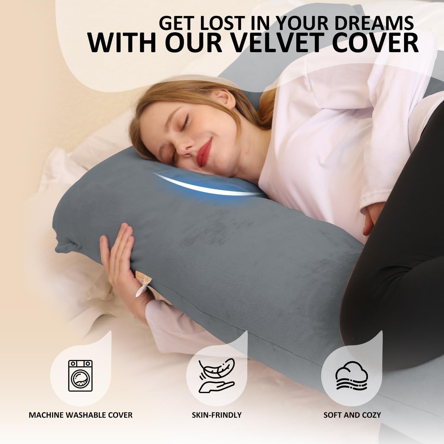 U Shaped Pregnancy Pillow 55" Full Body Support Maternity Sleeping Pillow