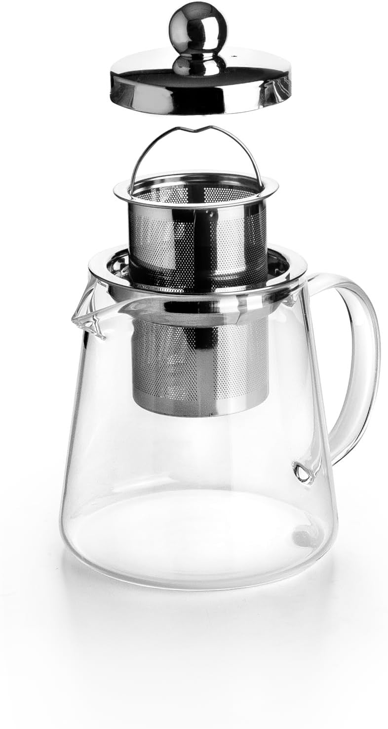 Glass Teapot 450ml Borosilicate Tea Pot with Stainless Steel Infuser