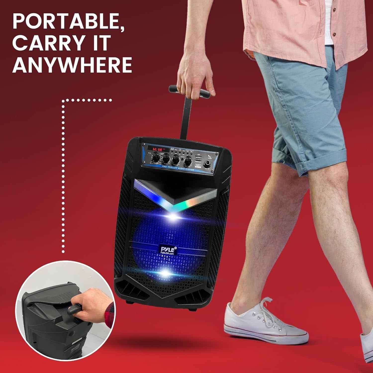 400W Portable PA System Bluetooth Speaker with Microphone & Lights