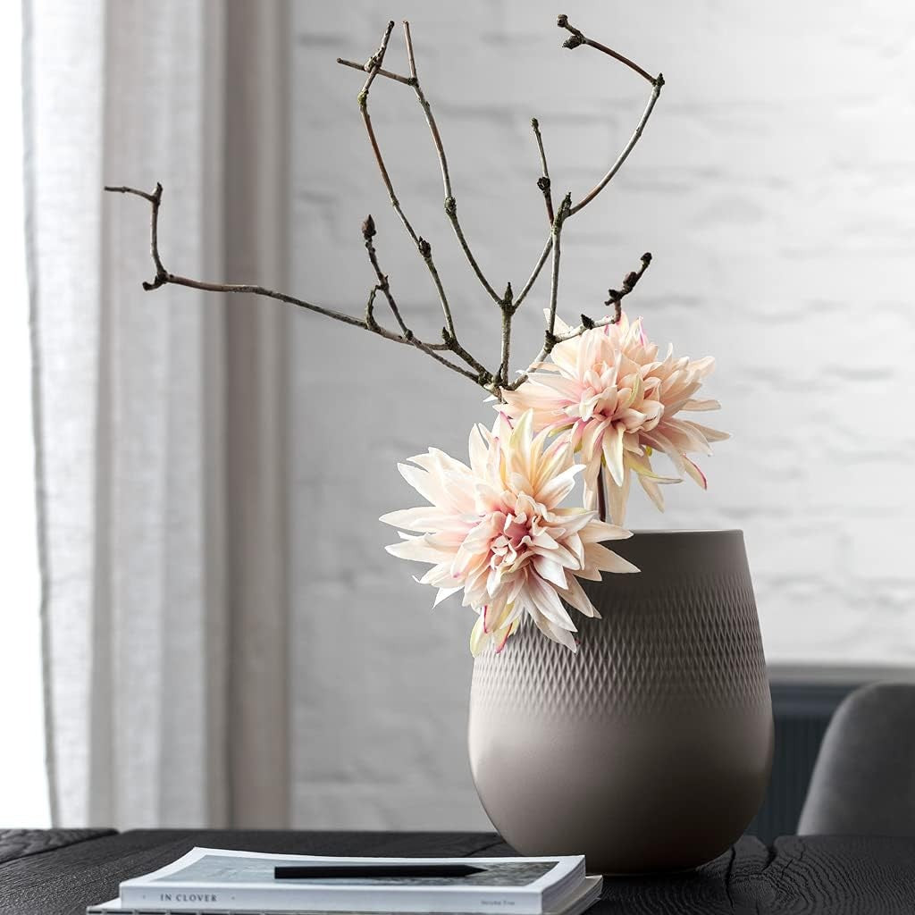 Villeroy & Boch - Manufacture Collier Taupe, Large vase Carré, 23 cm, Premium Po