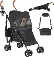 Dog Stroller Foldable Pet Pushchair 4 EVA Wheels Travel Pram Medium Dogs 22kg