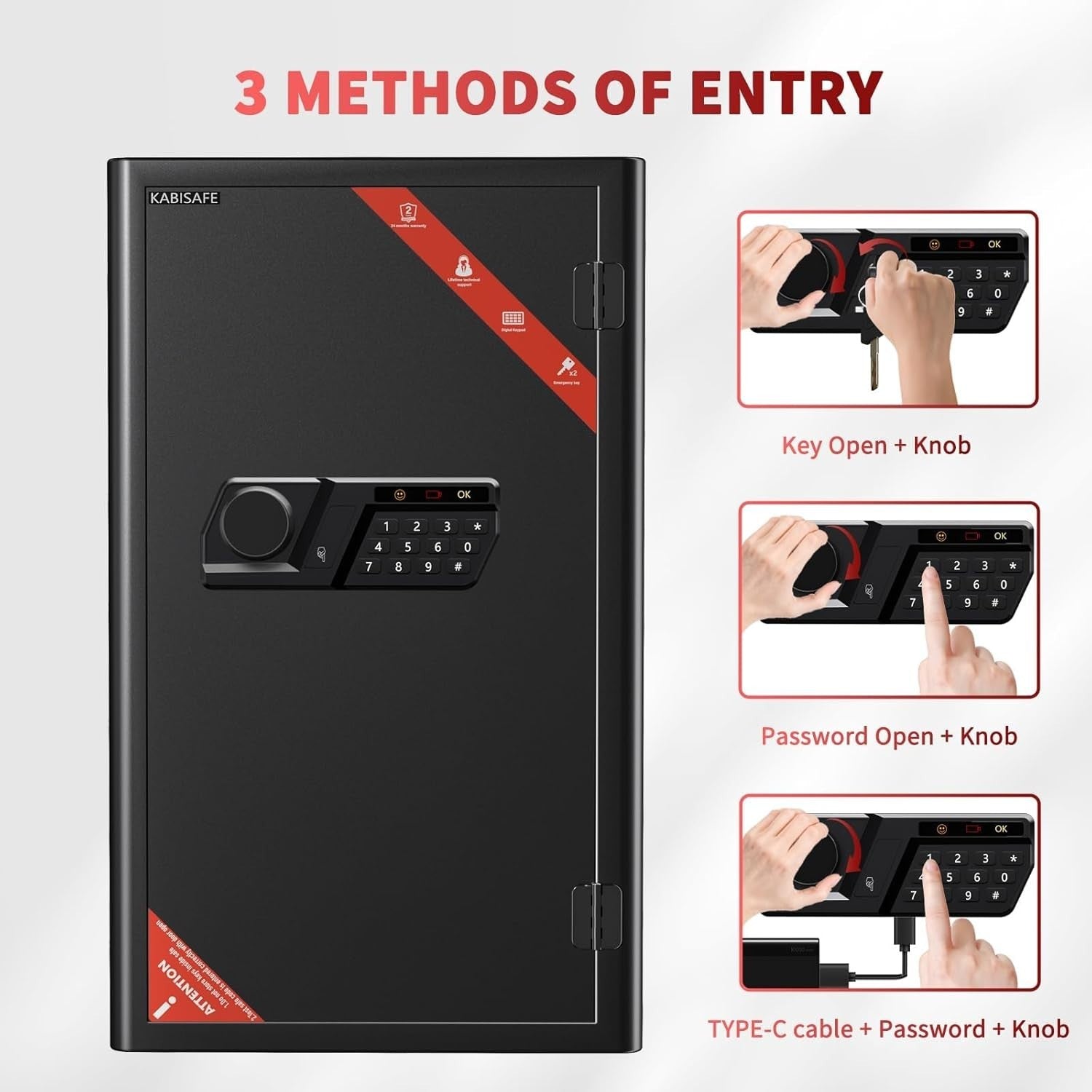 82L Fireproof Safe Box Digital Keypad Security Cabinet with Drawer
