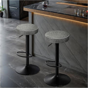 Adjustable Grey Bar Stools Set of 2 Swivel Faux Leather 36x36x85.5cm
