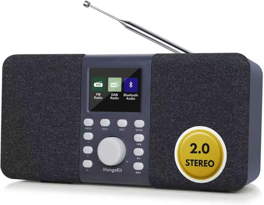 Stereo DAB DAB+ FM Radio Bluetooth Kitchen Alarm Dark Grey