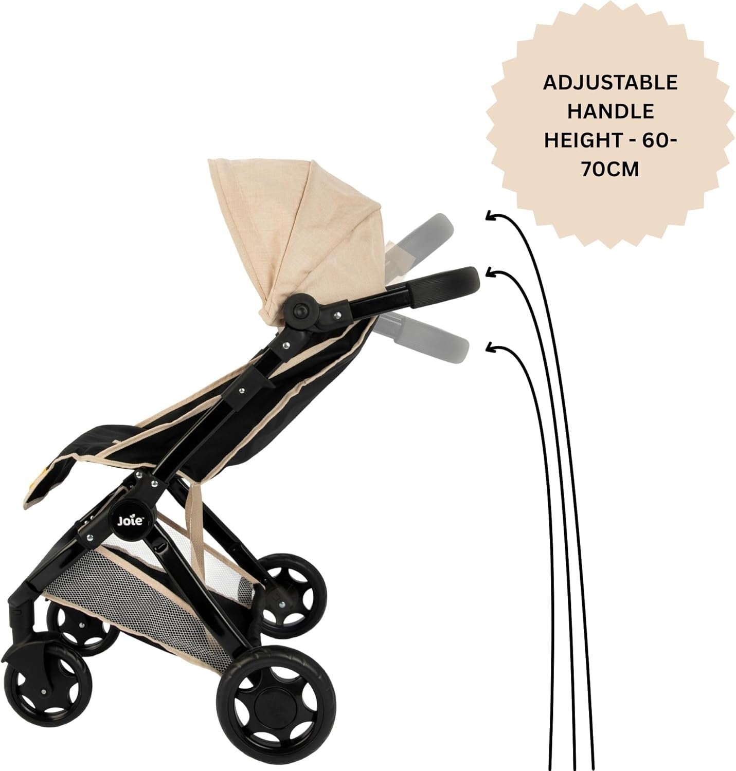 Compact Dolls Pram with Adjustable Handle, Foldable Toy Buggy, 3+