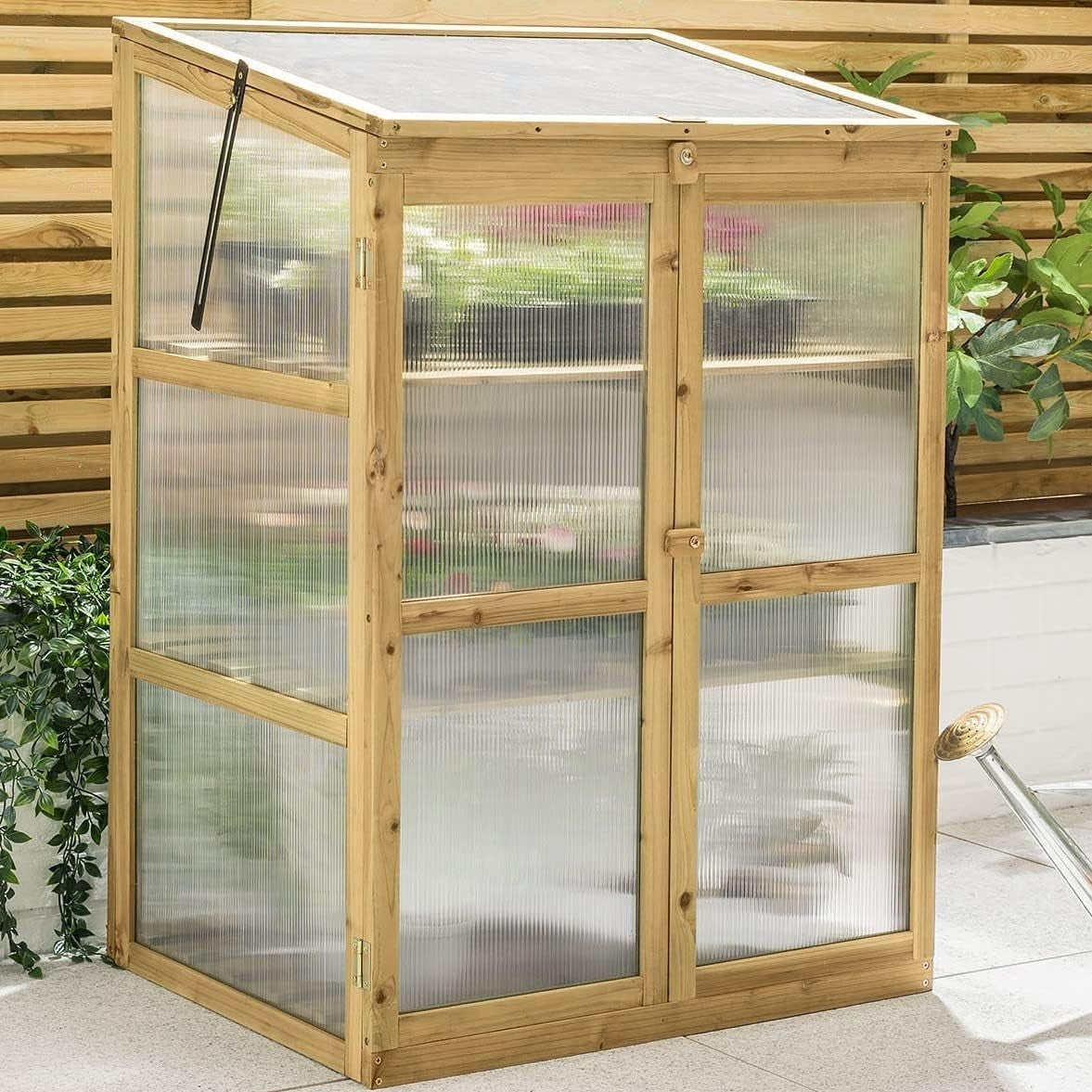 Wooden Garden Greenhouse Cold Frame Polycarbonate Windows Lockable Doors