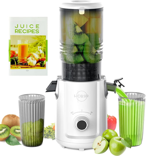 Cold Press Juicer 135mm Whole Fruit Chute Slow Masticating 300W White