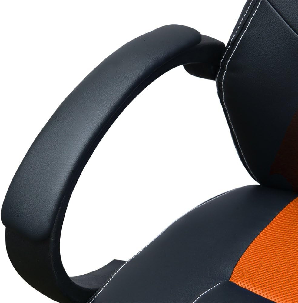 Racing Style Gaming Chair Orange PU Leather Ergonomic Swivel Desk