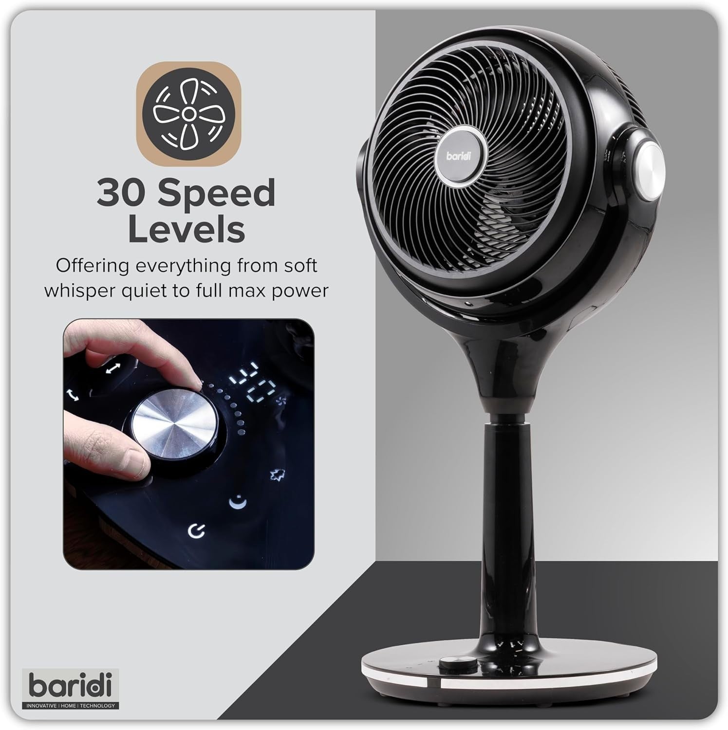 Pedestal Fan w/ Remote Control & 12hr Timer – 30 Speeds Ultra Quiet Oscillating