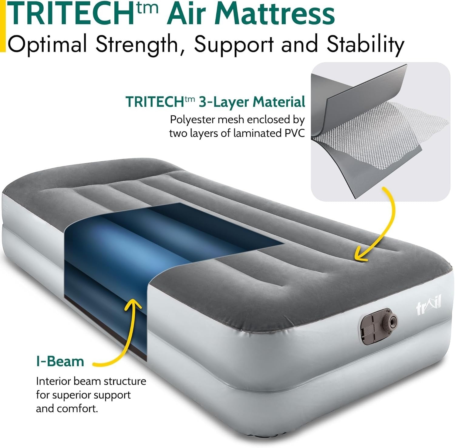 Deluxe Single Airbed with Built-In Electric Pump & Pillow – Waterproof Comfort