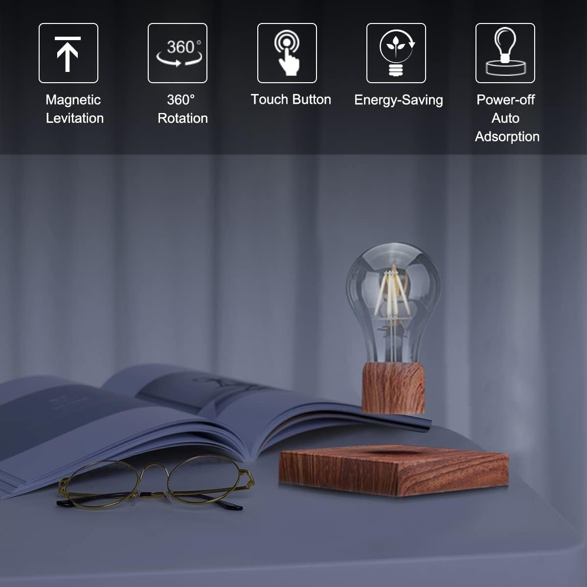 Magnetic Levitating Light Bulb Lamp Floating LED Desk Night Light Touch