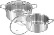 4pcs Stainless Steel Induction Casserole Set Non Stick Pots with Glass Lids