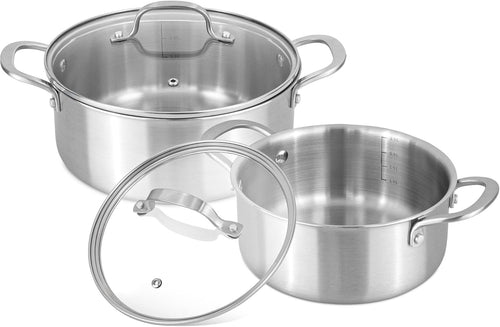 4pcs Stainless Steel Induction Casserole Set Non Stick Pots with Glass Lids