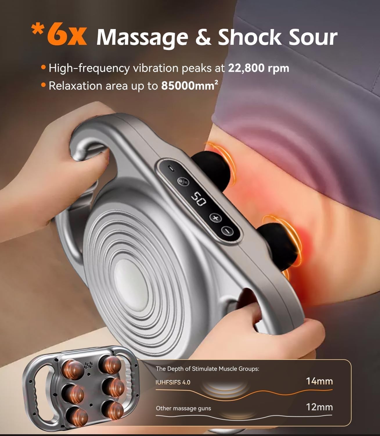 Deep Tissue Massage Gun 14mm Powerful Muscle Massager 9 Modes Pain Relief