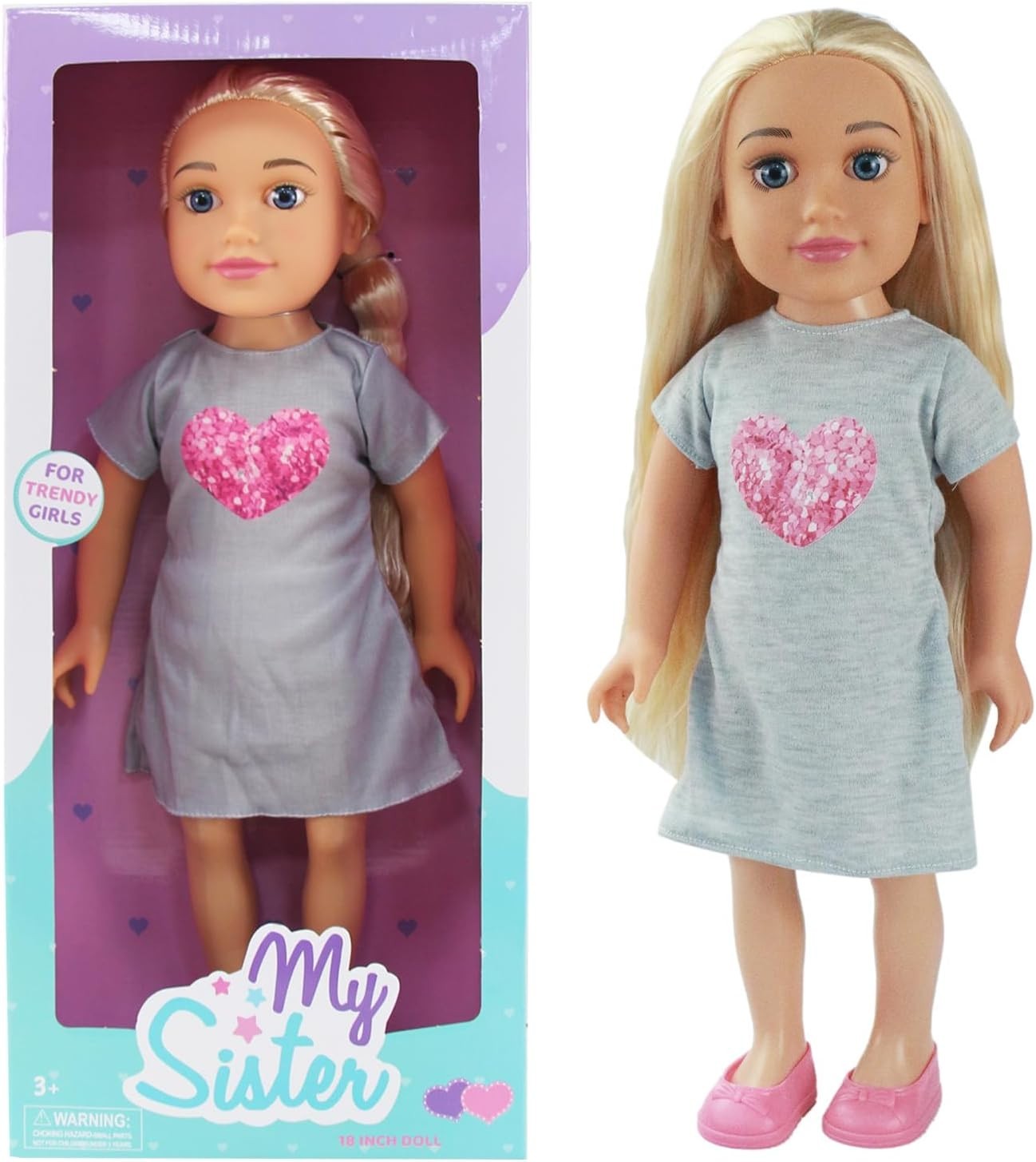 45cm Fashion Doll Blonde Styling Hair Removable Outfit Shoes