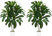 2PCS 120cm Dracaena Artificial Trees in Pots Lifelike Indoor Home Decoration