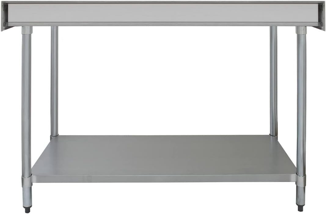 4FT Stainless Steel Catering Prep Table 250kg Bench Shelf Backsplash 120x60
