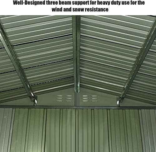 6x8ft Outdoor Metal Garden Shed Sloped Roof Lockable Storage