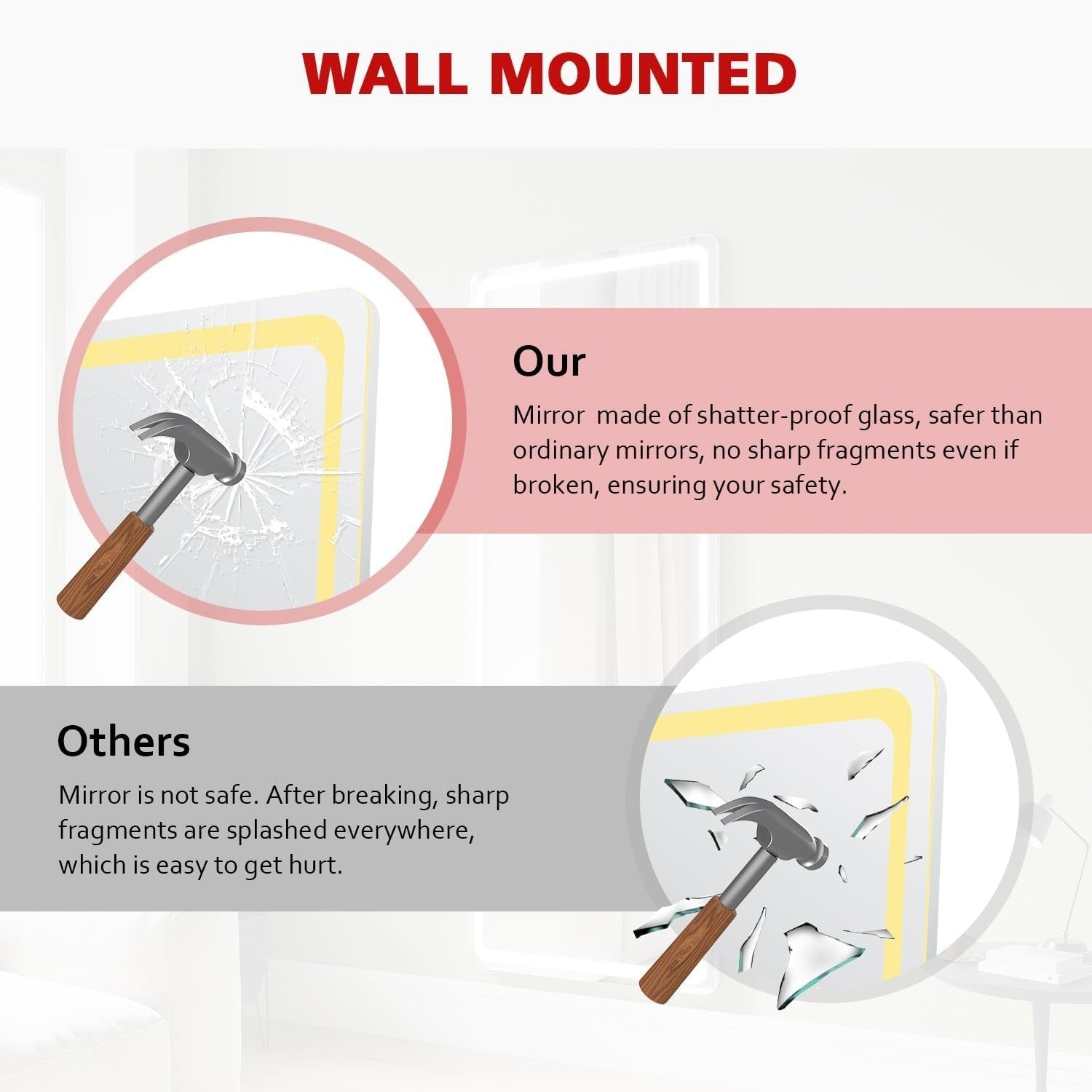 Full Length Mirror with LED Lights 160x60cm – Dimmable & Wall/Floor Mount