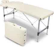 Portable Aluminium Massage Table Foldable Adjustable Spa Therapy Bed Cream
