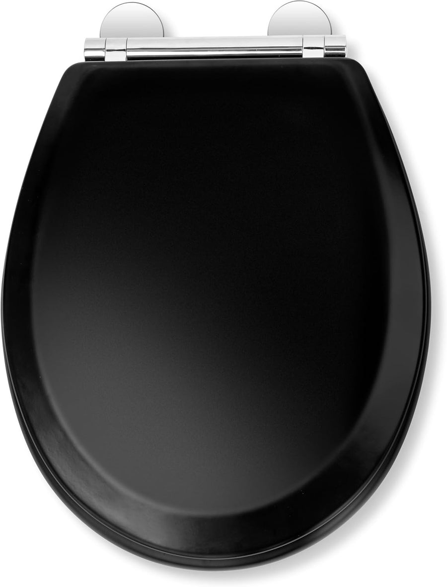 Black Wooden Toilet Seat Soft Close Quick Release Antibacterial Durable
