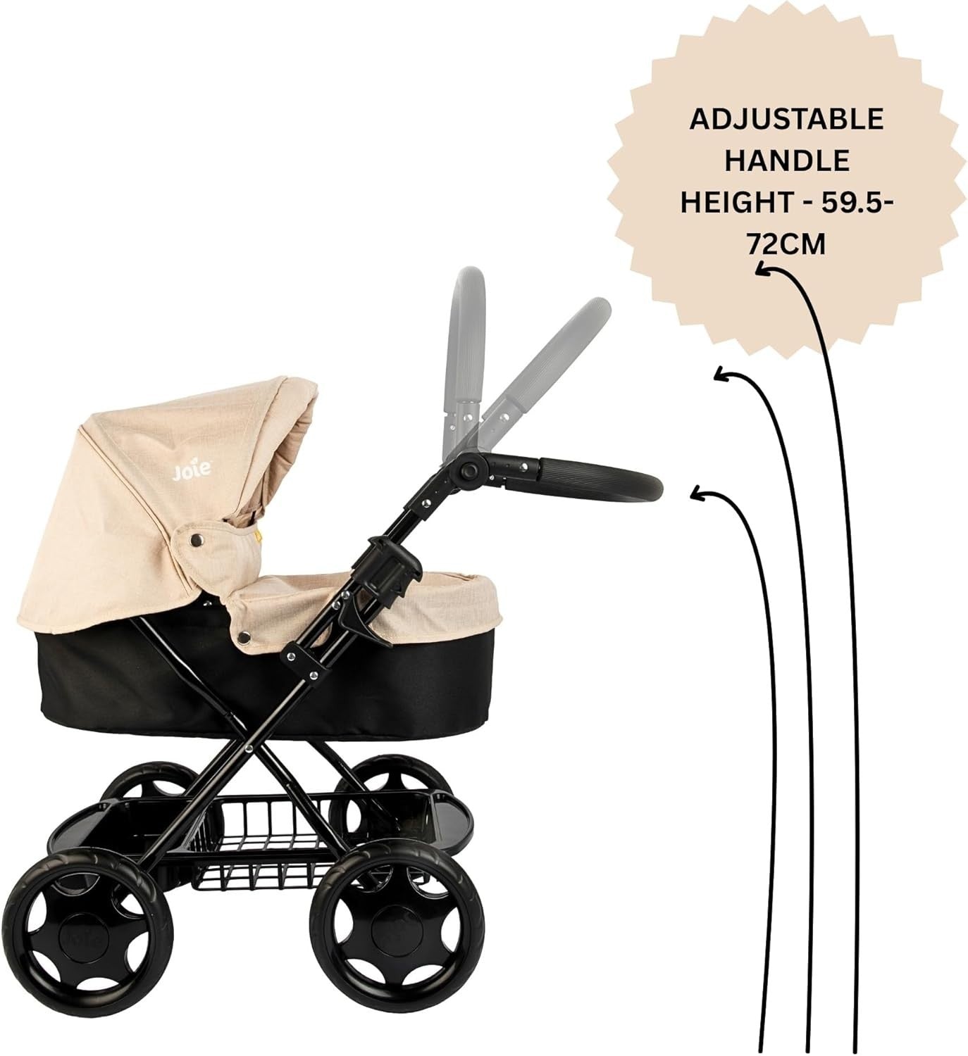 Classic Dolls Pram with Parasol & Bag, Foldable Toy Pushchair, Ages 3+