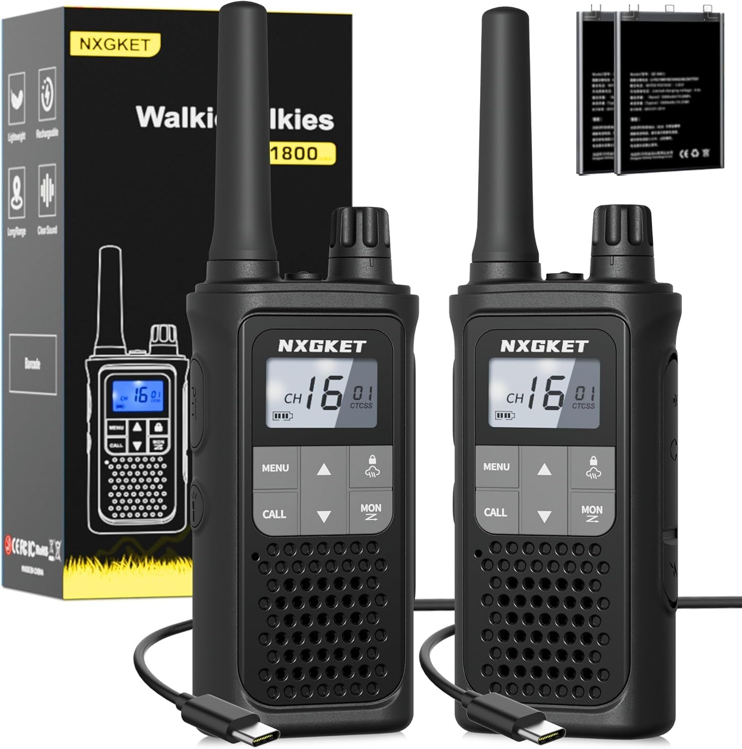 PMR446 Walkie Talkies 2 Pack Long Range 5KM Rechargeable VOX Radio