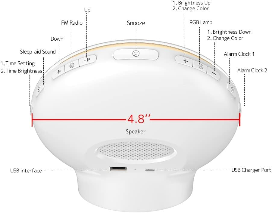 Sunrise Wake Up Light Alarm Clock Digital Sleep Aid Snooze White