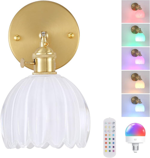 Wall Sconce Light Battery Operated RGB Remote Dimmable Lamp Bedroom