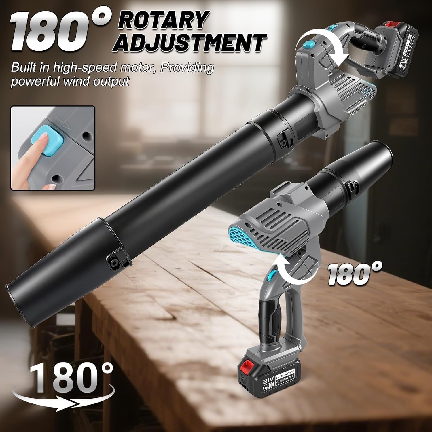 Cordless Leaf Blower 21V Dual Battery 5 Speed Brushless Electric Garden Cleaner