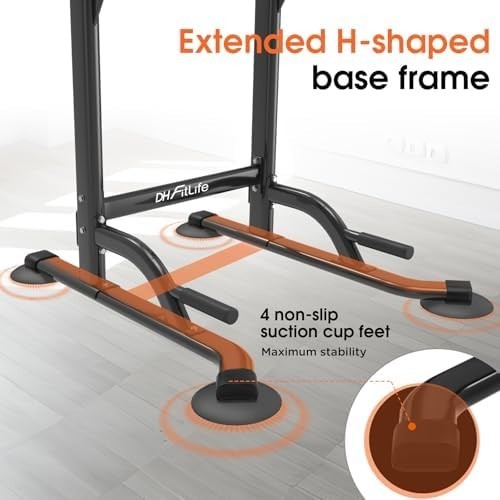 Power Tower Dip Station Black with Pull-Up & Multi-Function Trainer